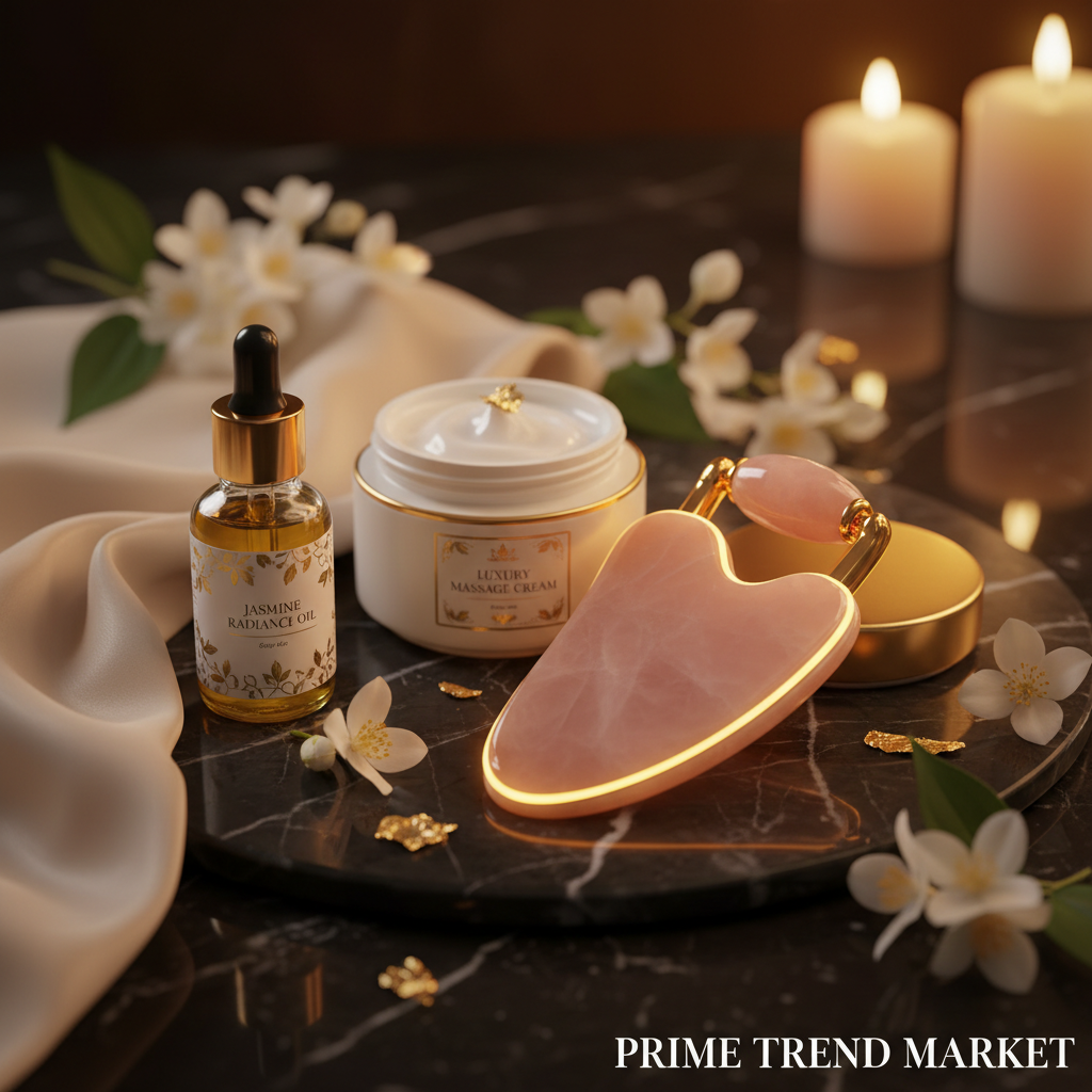 Luxury Gua Sha Ritual Beauty Bundle | Heated Gua Sha + Jasmine Oil + Massage Cream — Prime Trend Market