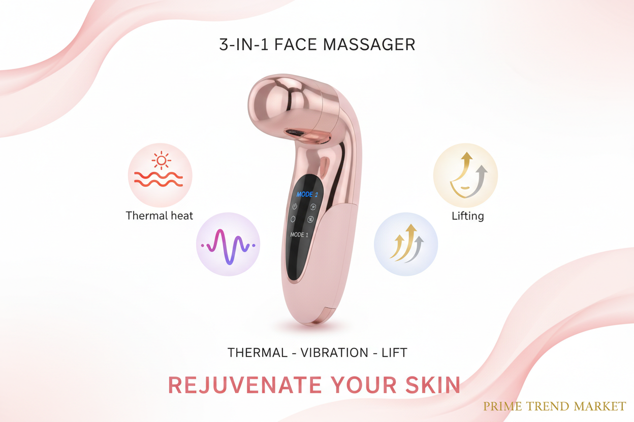 3-in-1 Face & Neck Sculpting Massager — Thermal + Vibration + Lifting Tool — Prime Trend Market