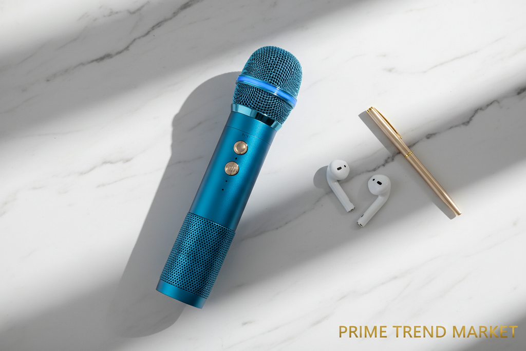 Wireless Karaoke Microphone with Speaker | 3-in-1 Bluetooth Mic | Portable | Blue — Eliza & Tuan
