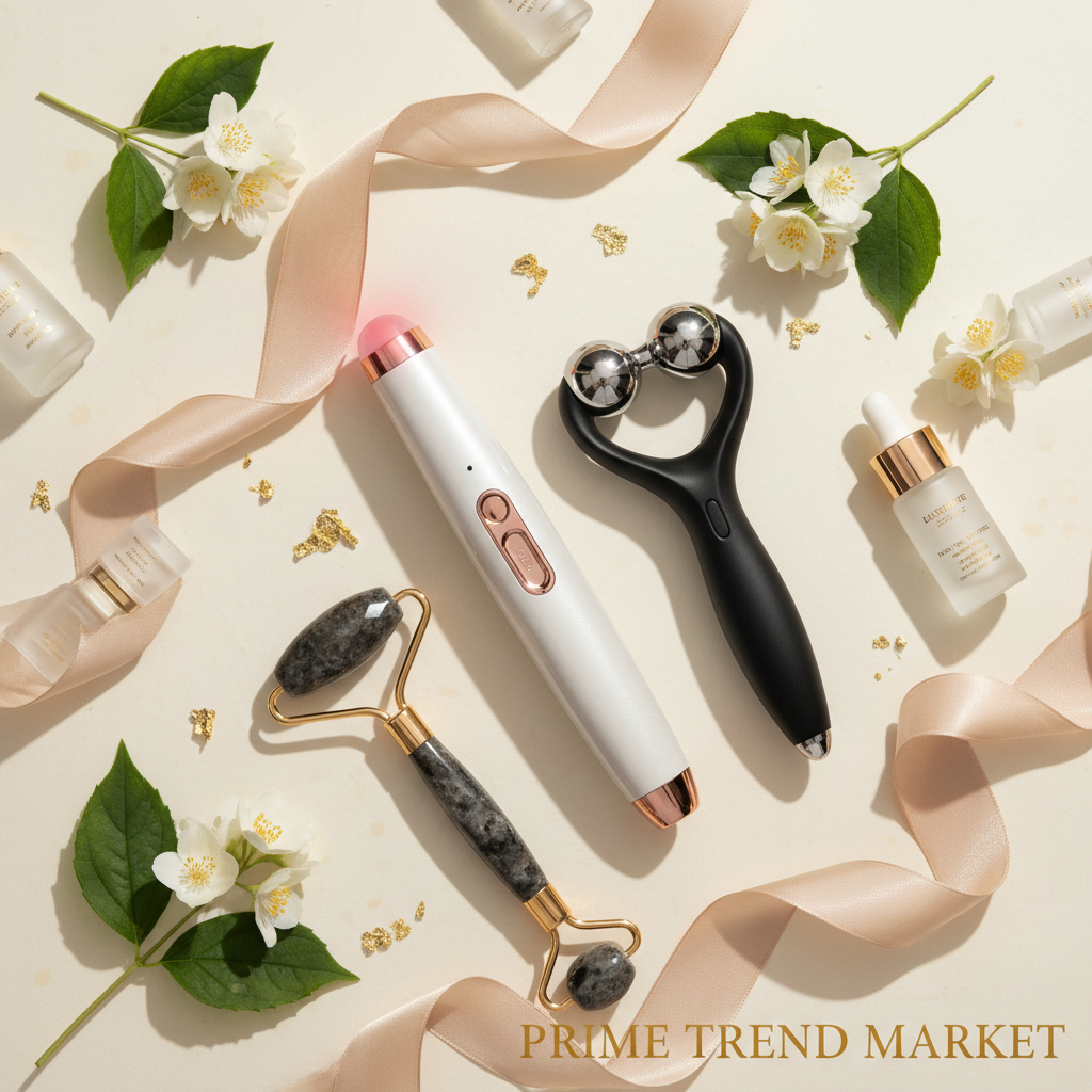 Luxury Anti-Aging Wand Bundle | RF LED Lifting Wand + Microcurrent Toning Wand + Germanium Stone Roller — Prime Trend Market