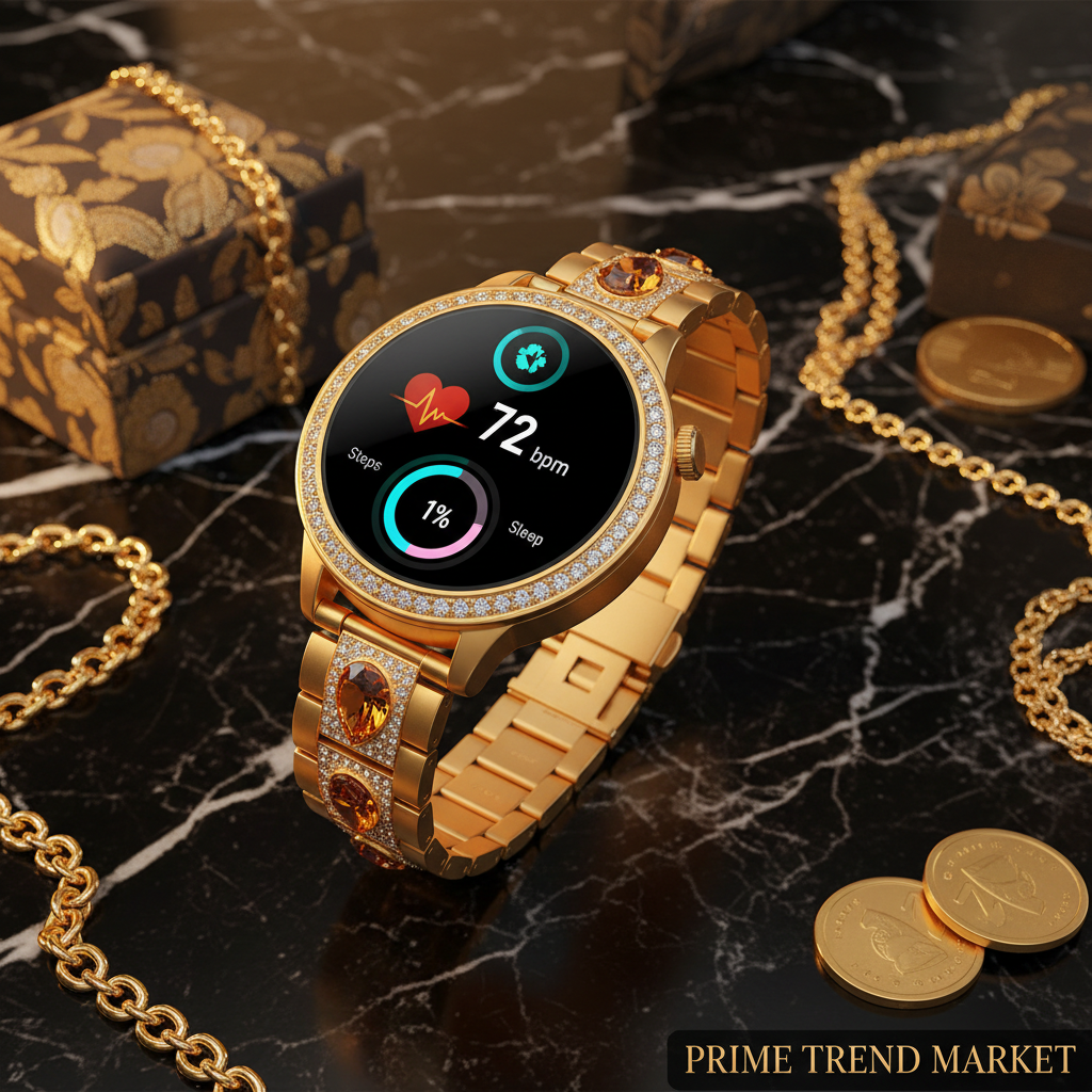Luxury Women's Bling Smartwatch — Menstrual Cycle, Heart Rate, Remote Photography & More — Prime Trend Market