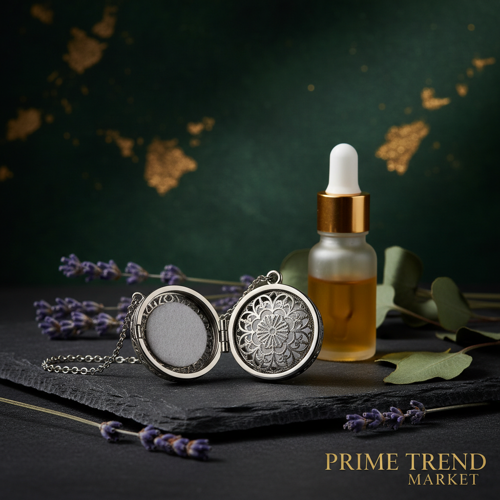 Aromatherapy Essential Oil Pendant Necklace — Titanium Steel Diffuser Locket | 16 Styles + Cotton Pads — Prime Trend Market