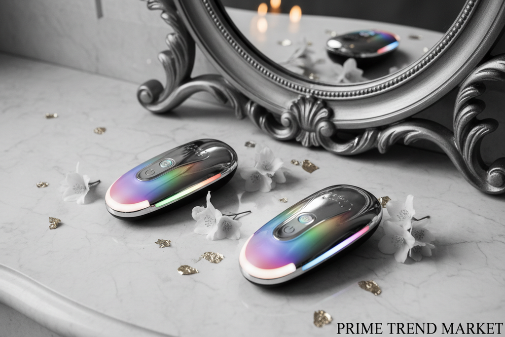 Luxury 7-Color LED EMS Face & Neck Beauty Massager — Negative Ion, Infrared, Ultrasonic Skin Rejuvenation — Eliza & Tuan