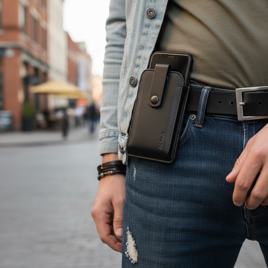 Men's Leather Phone Belt Holster — Waist Pouch with Belt Loop — Prime Trend Market