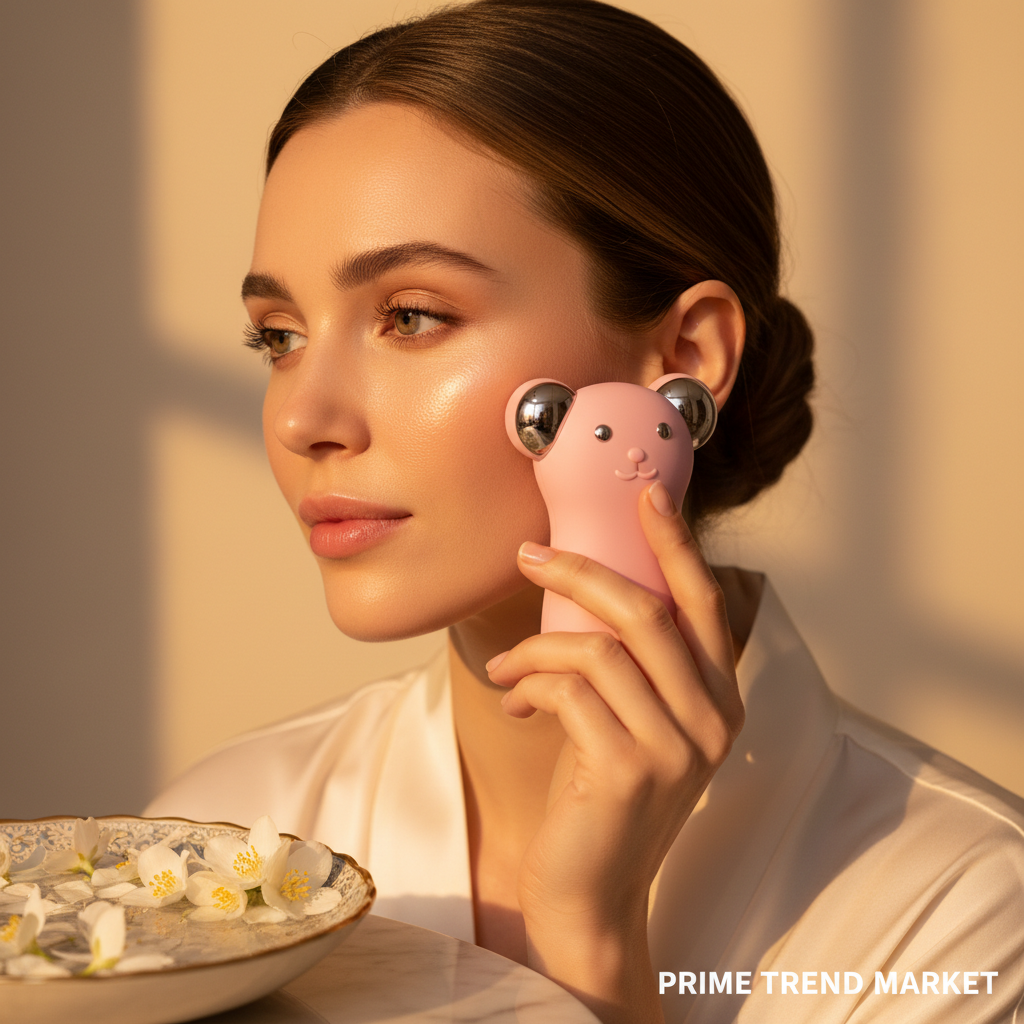 Luxury Bear-Face Microcurrent EMS Facial Sculpting Device — Anion Skin Renewal & Color Light Therapy — Eliza & Tuan