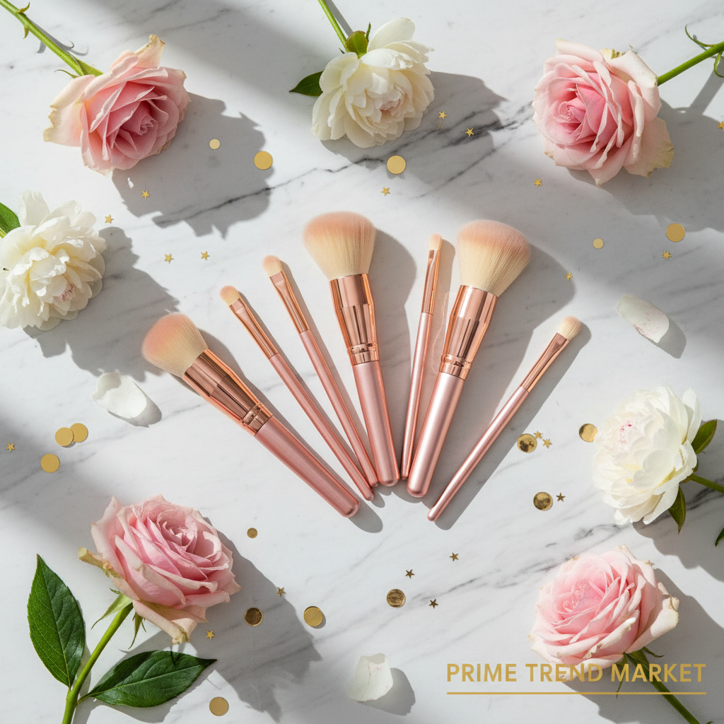 10-Piece Rose Gold Luxury Vegan Makeup Brush Set — Contour & Blush Brushes — Prime Trend Market