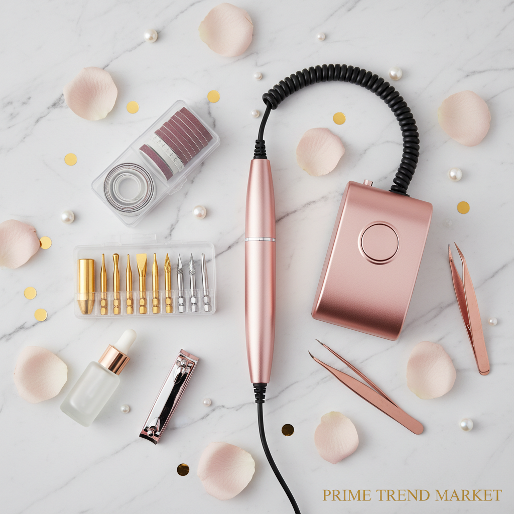 Rose Gold Electric Nail Drill – Professional Nail File Kit with Drill Bits & Sanding Bands | Acrylic & Gel Nails — Prime Trend Market