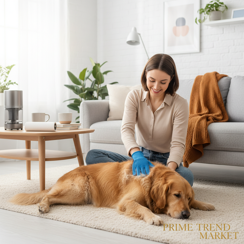 Pet Shedding Control Bundle — Deshedding Glove + Pet Hair Vacuum + Self-Cleaning Lint Roller — Prime Trend Market
