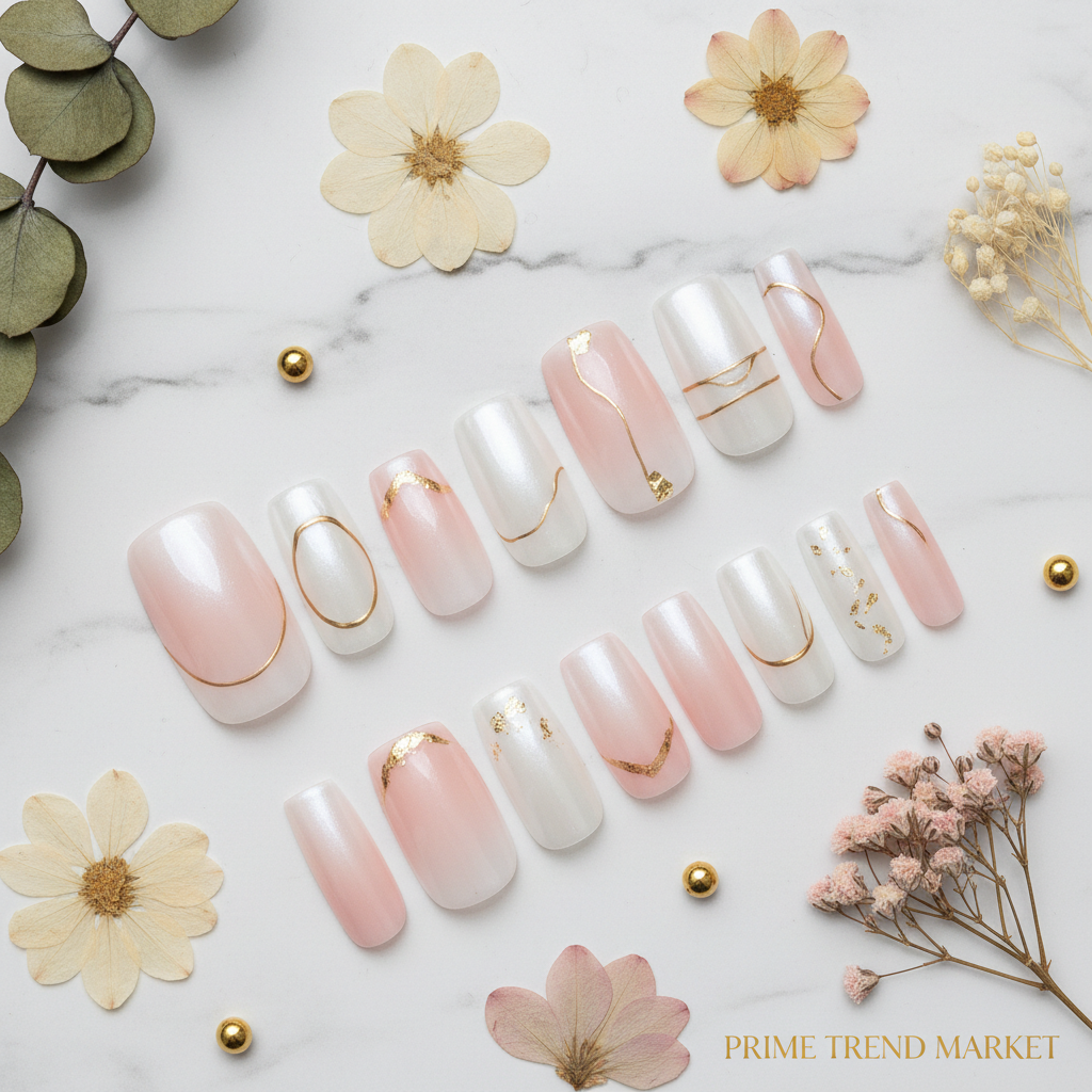 Pearl White Gradient Press-On Nails — Ballet Ombre Wearable Fake Nails — Prime Trend Market