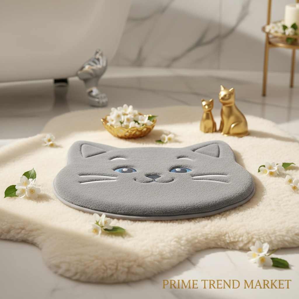 Premium Character Cat Litter Mat — Cute Animal Design, Soft Fabric, Anti-Tracking — Prime Trend Market