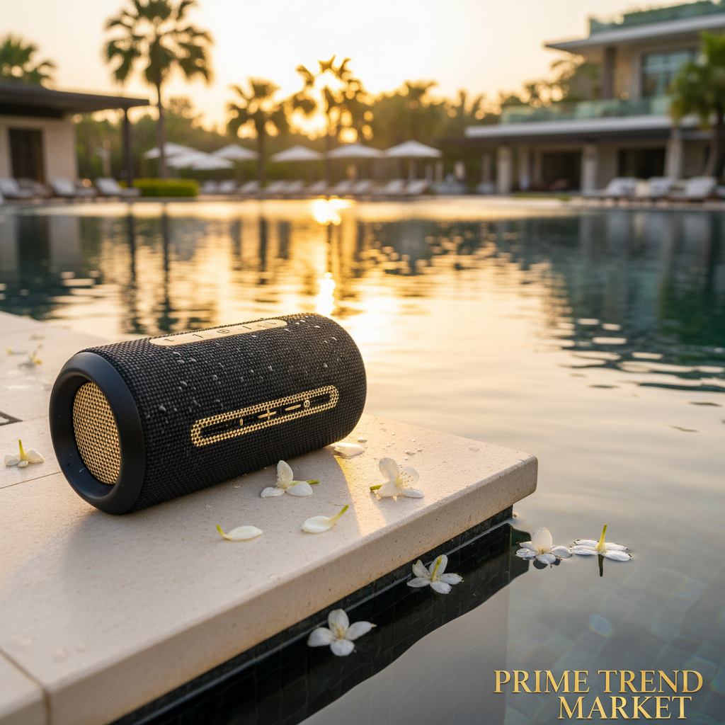 Fabric Waterproof Bluetooth Speaker — IPX4, TWS Stereo, 12H Battery & 20M Range — Eliza & Tuan