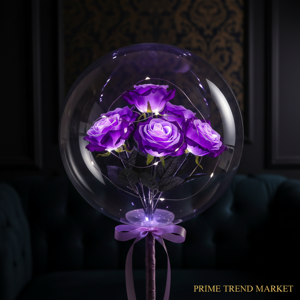 LED Luminous Balloon Rose Bouquet | Transparent Bobo Ball | Light-Up Flower Gift — Prime Trend Market