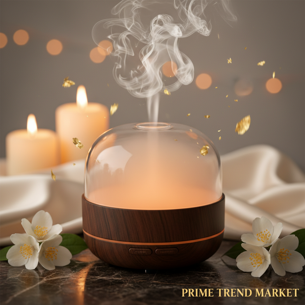 Luxury Solid Wood Glass Aroma Diffuser & Humidifier — Ultrasonic, Aromatherapy, Sleep Aid, Timer — Prime Trend Market