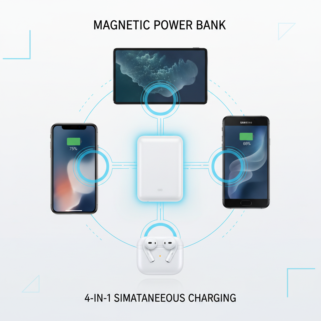 Magnetic Power Bank 10000mAh — MagSafe-Compatible Wireless Charger with LED Display & Stand — Prime Trend Market