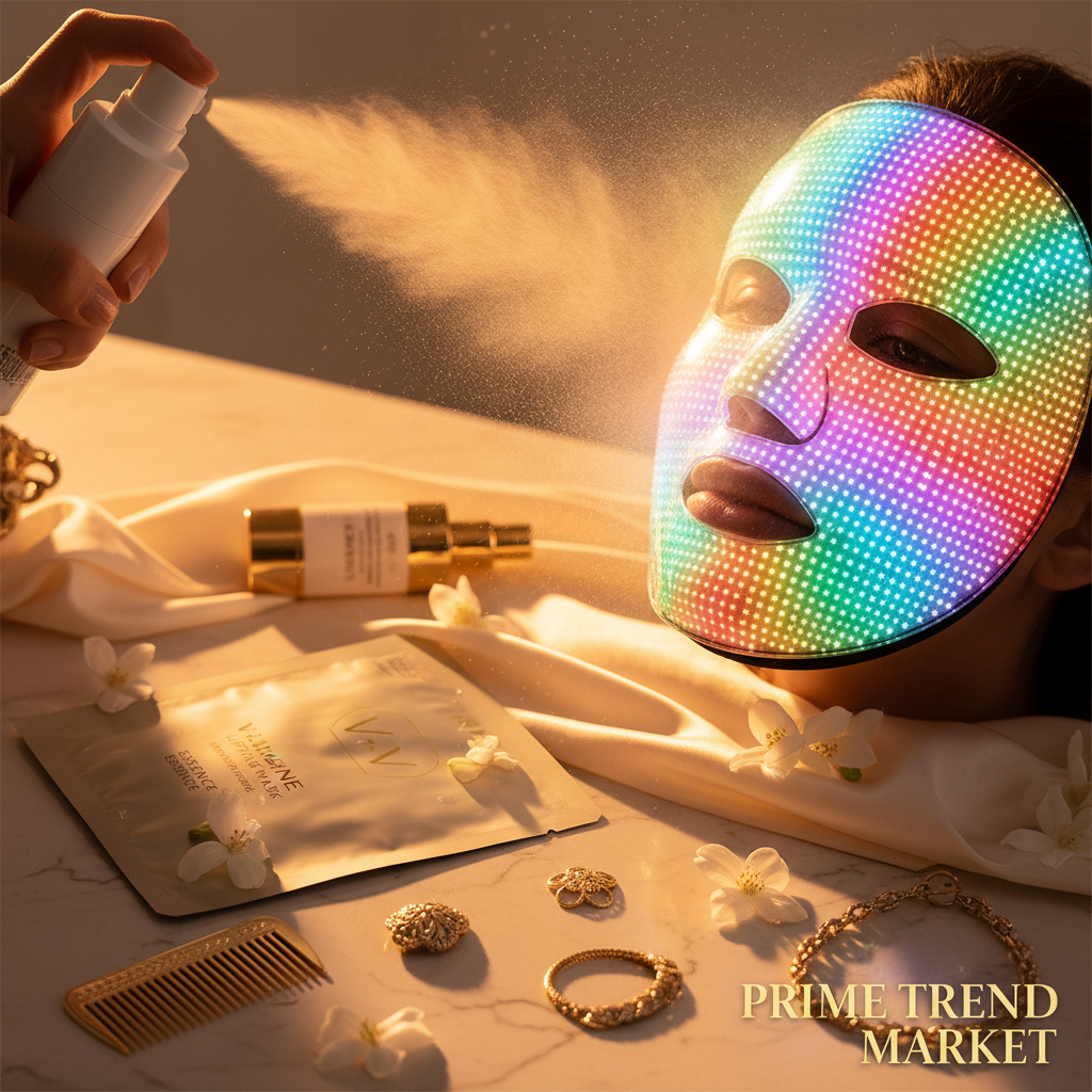 Luxury LED Face Mask Pro Bundle | 7-Color LED Mask + Nano Mist Sprayer + V-Line Lifting Mask — Eliza & Tuan