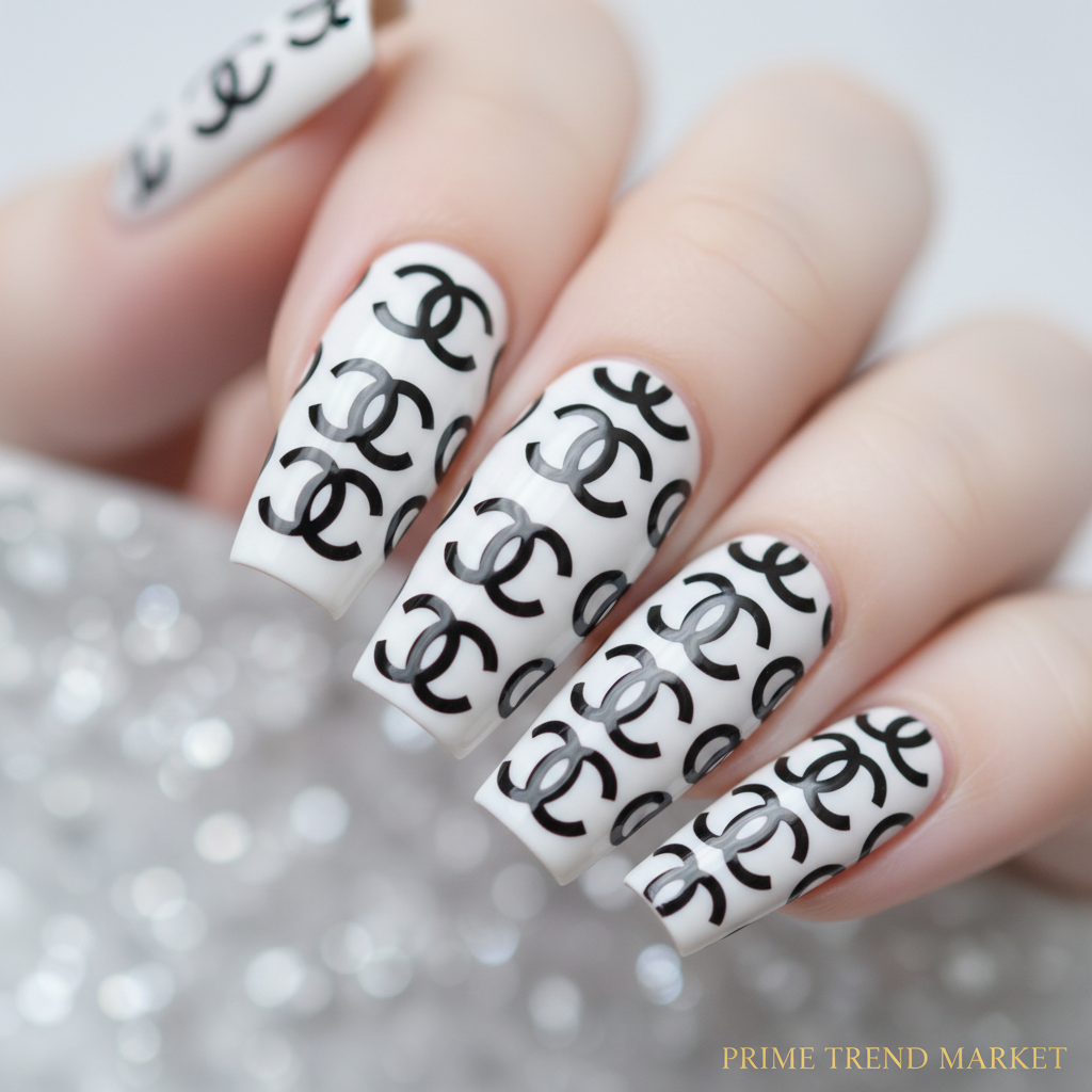 24 PCS Black & White Long Square Press On Nails – Water Pipe CC Nail Art Tips — Prime Trend Market