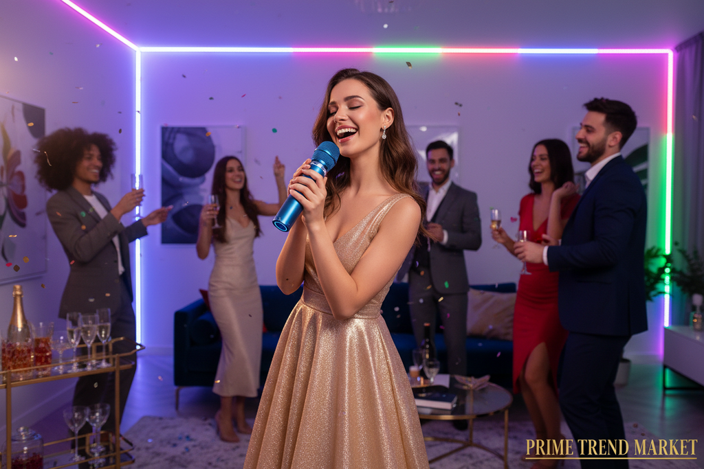 Wireless Karaoke Microphone with Speaker | 3-in-1 Bluetooth Mic | Portable | Blue — Eliza & Tuan
