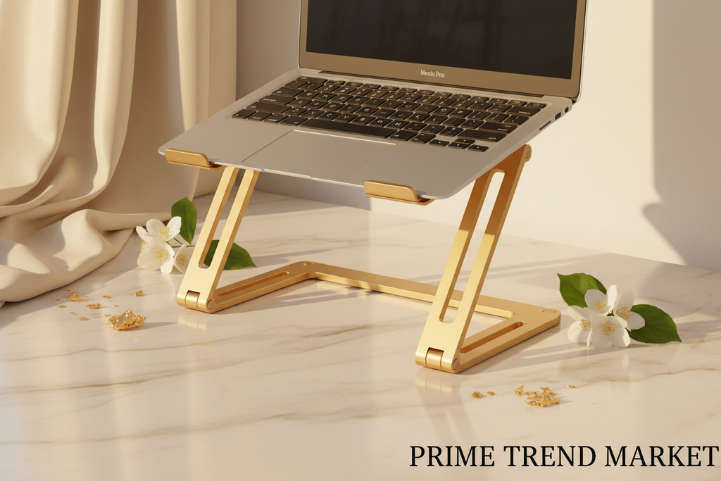 Foldable Laptop Stand & Ergonomic Tablet Holder | 360° Adjustable Height for Bed, Sofa & Desk — Prime Trend Market