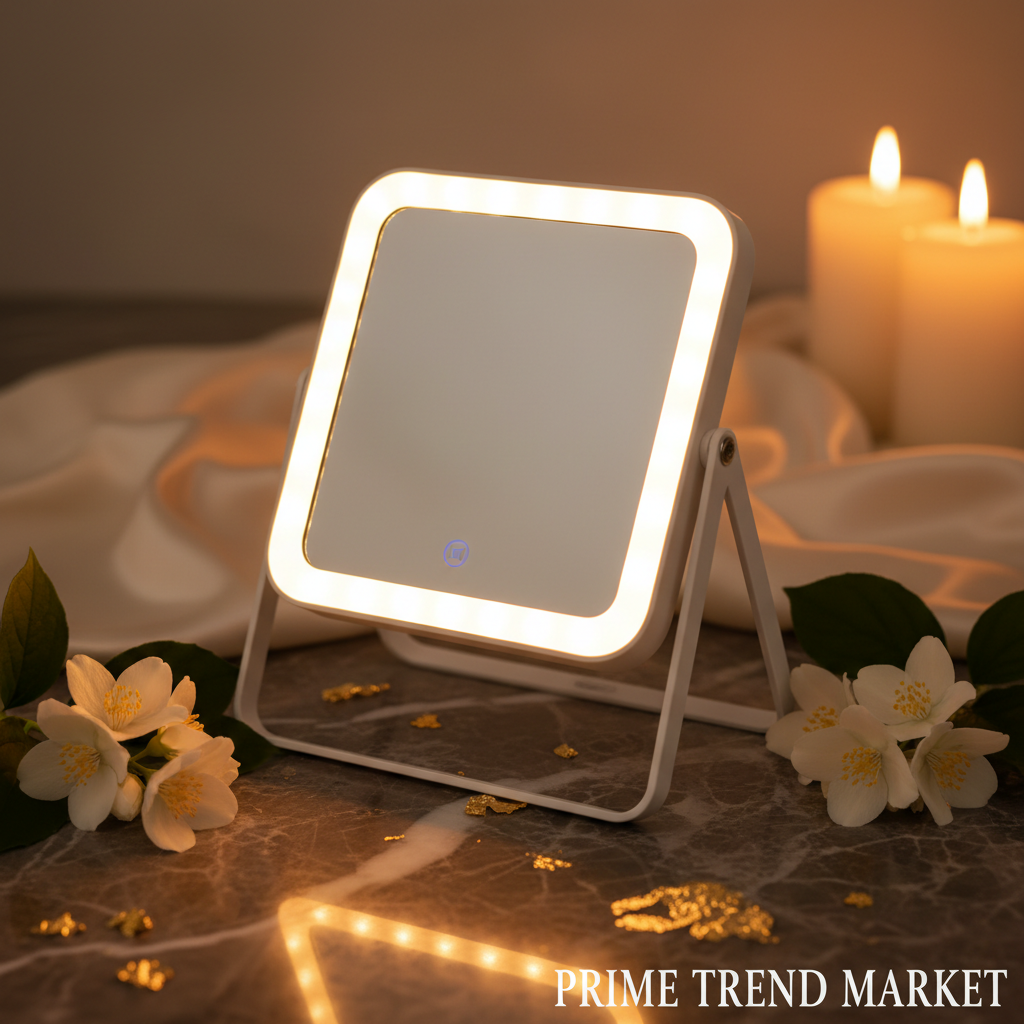LED Lighted Makeup Vanity Mirror – 3 Light Colors, Touch Screen, USB Rechargeable | White — Eliza & Tuan