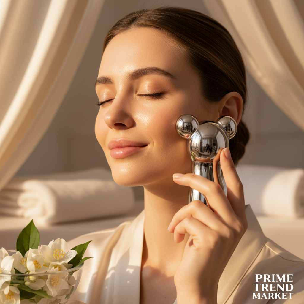 Luxury Bear-Face Microcurrent EMS Facial Sculpting Device — Anion Skin Renewal & Color Light Therapy — Eliza & Tuan