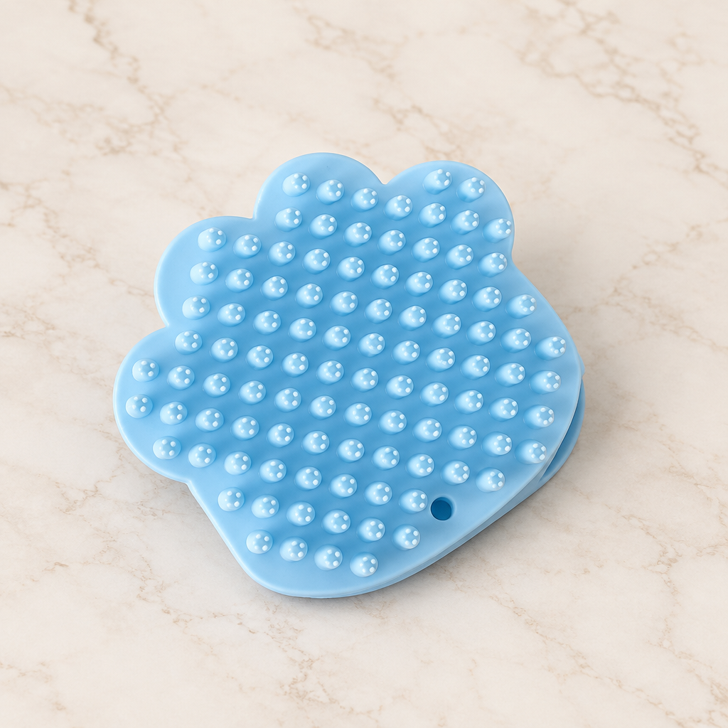 Light-blue pet bath brush