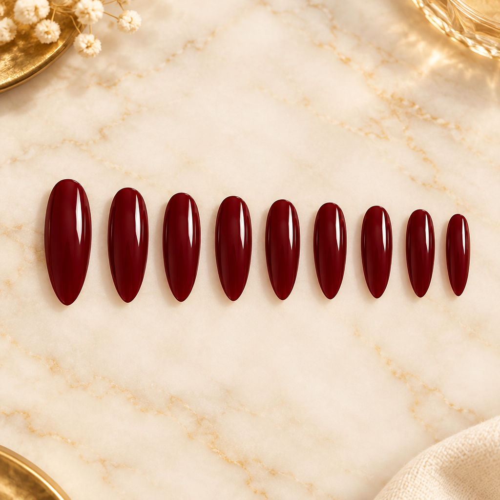 Long Almond Press-On Nails — Solid Color Salon Nails | 12 Styles