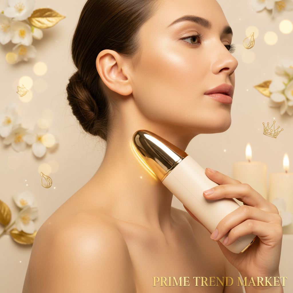 Luxury EMS Neck Lifting & Firming Device — Microcurrent, LED Photon Therapy & Thermal Wrinkle Remover — Eliza & Tuan