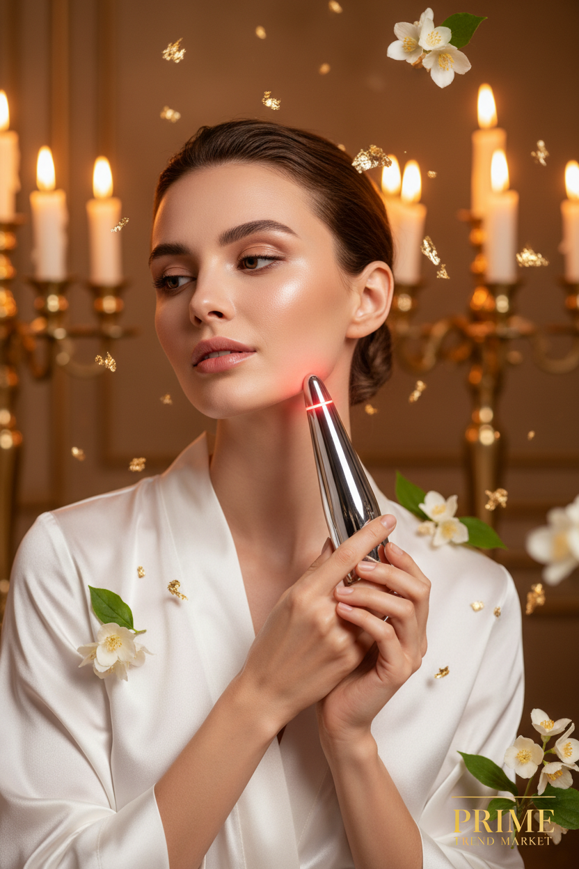 Luxury EMS Wand Face & Neck Massager — Rotatable LED Micro-Current Vibration Skin Care Device — Eliza & Tuan