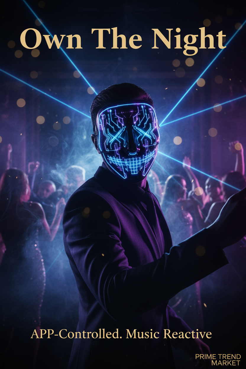 APP-Controlled LED Face-Changing Glowing Mask | Music Reactive DIY Party Mask — Prime Trend Market