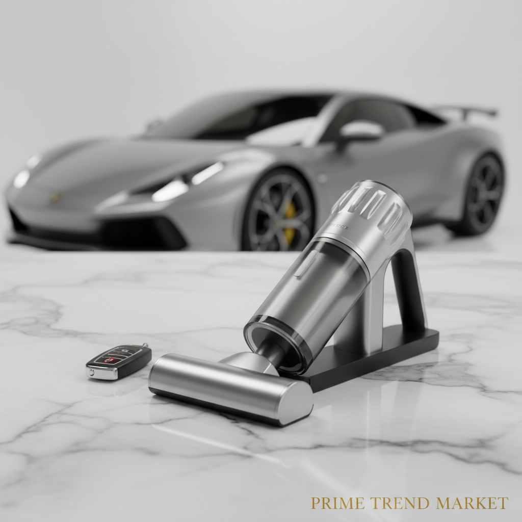 Cordless Handheld Car Vacuum Cleaner — Strong Suction, Rechargeable, Silver — Eliza & Tuan