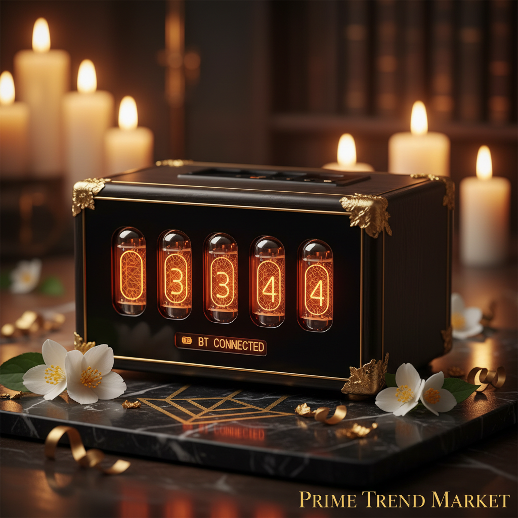Nixie Tube Bluetooth Speaker — Vintage Vacuum Display, Deep Bass & Wireless Audio — Eliza & Tuan