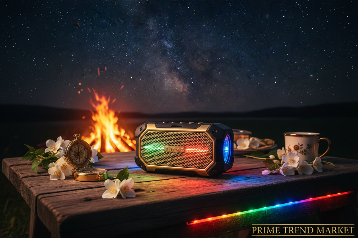 Outdoor Waterproof Bluetooth Speaker — 30W HIFI Sound, BT 5.1, RGB Lights & Solar Charging Option — Eliza & Tuan