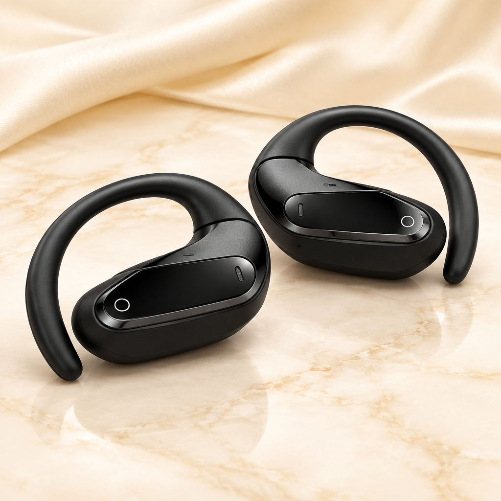 Pair of black open-ear headphones