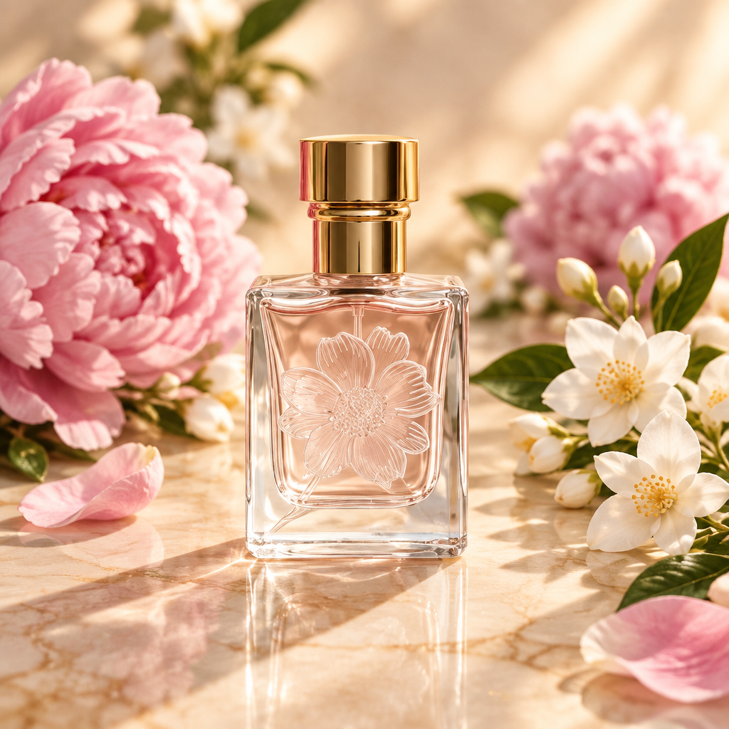 Perfume cap and bottle detail