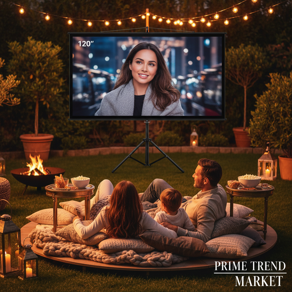 Portable Projector Screen with Stand | 100" & 120" | 4K HD Wrinkle-Free | Backyard Cinema | Indoor Outdoor — Prime Trend Market