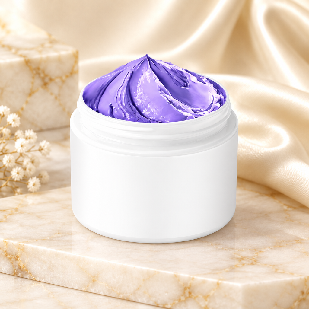 Purple hair mask jar