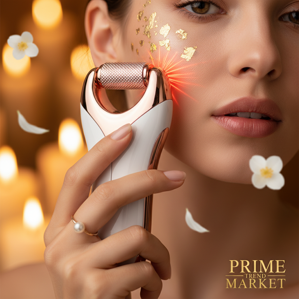 V-Roller EMS Red & Blue Dual-Wave Face Lifting & Slimming Device — Micro Current Tightening Beauty Tool — Eliza & Tuan