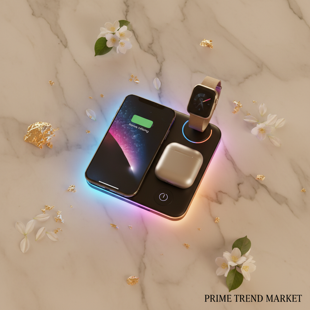4-in-1 RGB Magnetic Wireless Charging Station | Fast Charge Phone, Watch & Earbuds with Atmosphere Light — Prime Trend Market