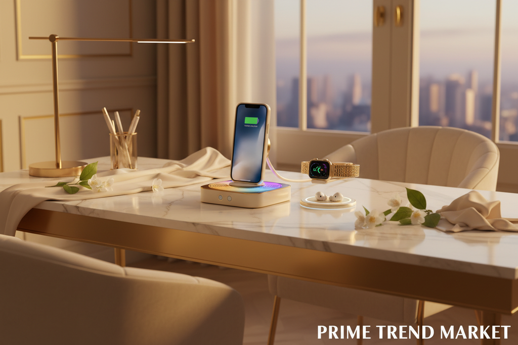 4-in-1 RGB Magnetic Wireless Charging Station | Fast Charge Phone, Watch & Earbuds with Atmosphere Light — Prime Trend Market