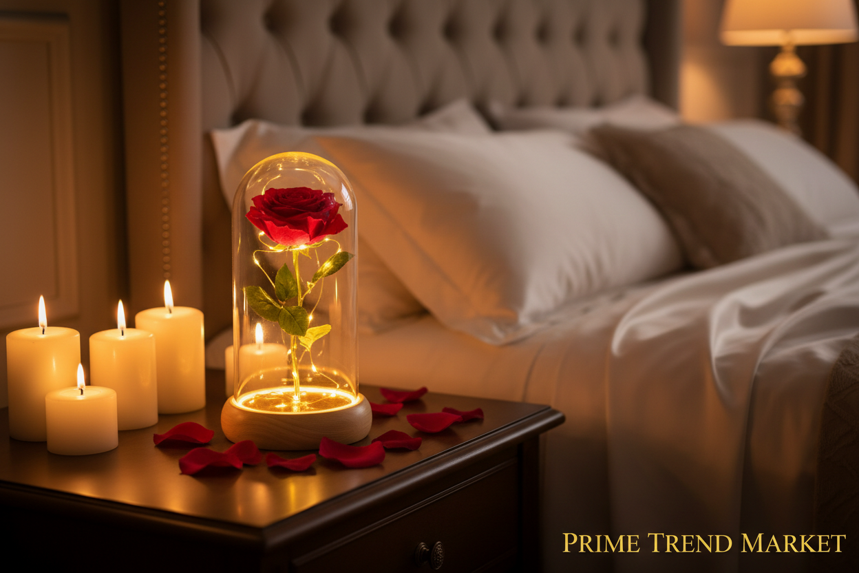 Rose LED Night Light in Glass Dome | Bluetooth Speaker | 10 Colors | Perfect Gift for Her — Prime Trend Market