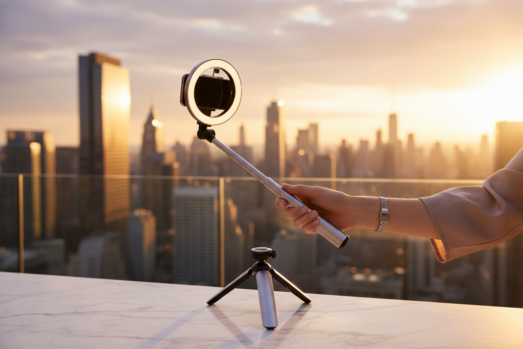 3-in-1 Bluetooth Selfie Stick Tripod — With LED Ring Light — Prime Trend Market