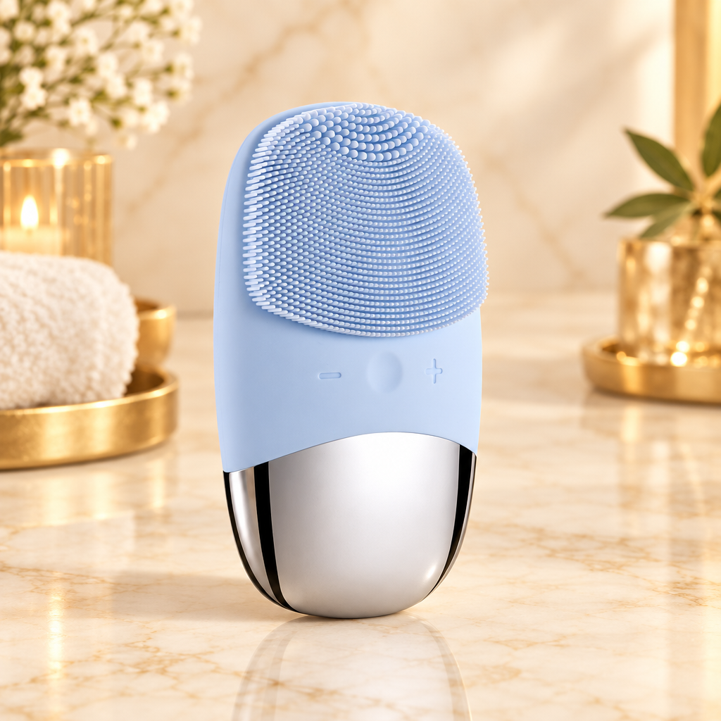 Luxury Mini Silicone Electric Face Cleansing Brush — Sonic Vibration Deep Pore Cleanser