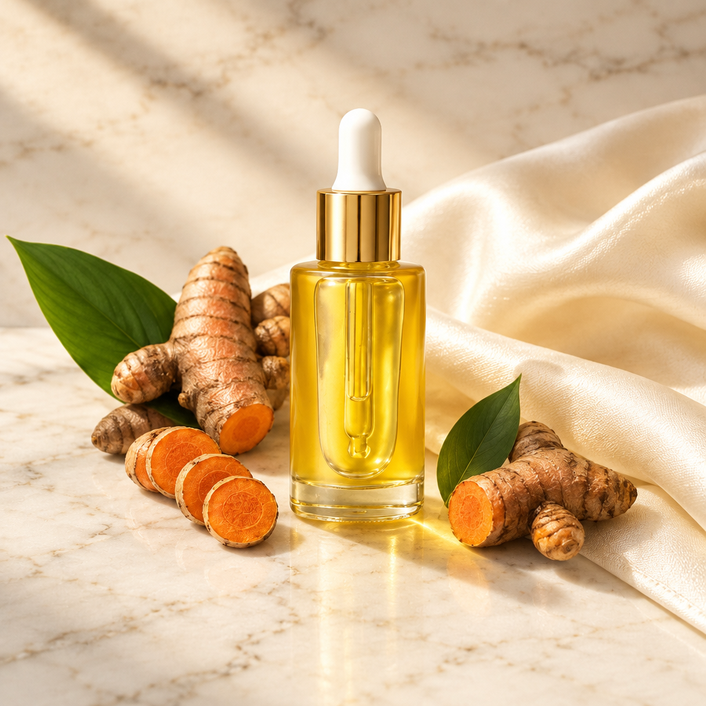 Single turmeric oil serum bottle