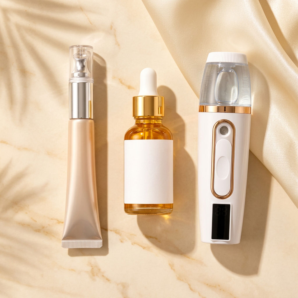 Skincare bundle flat lay