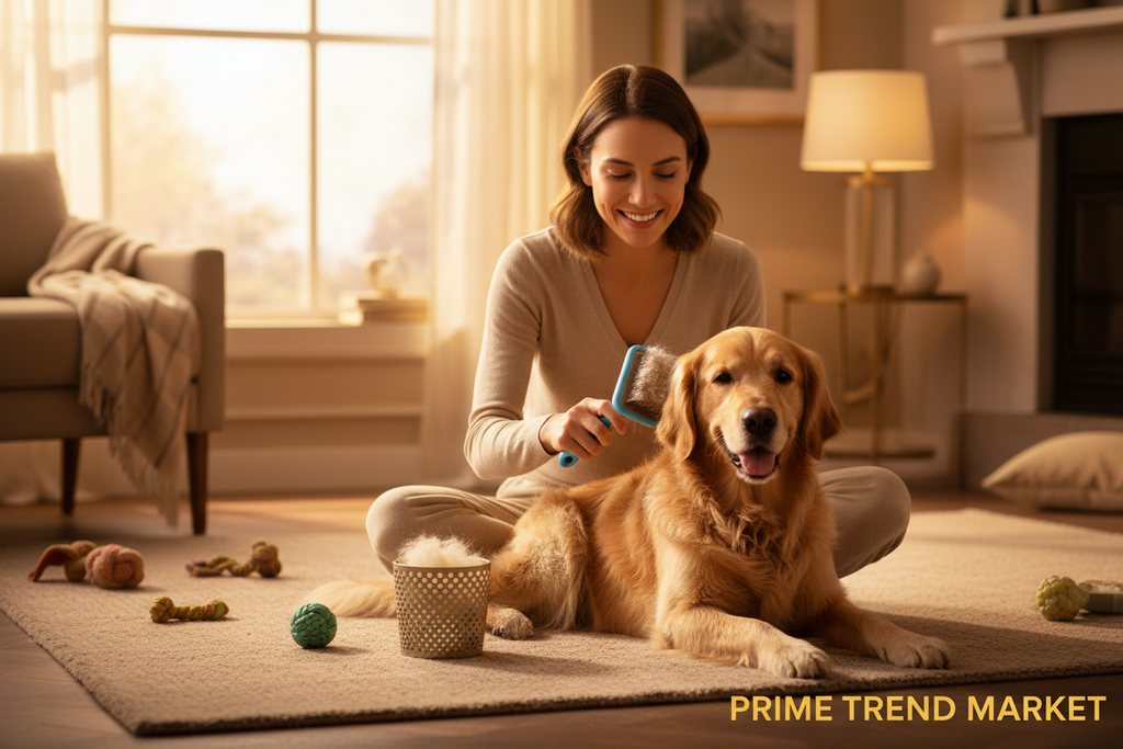 Pet Lint Master Bundle | Self-Cleaning Slicker Brush + Hair Roller + 2-Way Lint Roller — Prime Trend Market