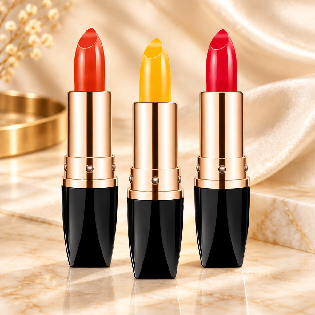 Three color-changing lipsticks