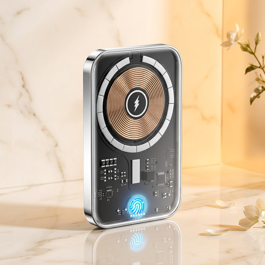 Transparent power bank close-up