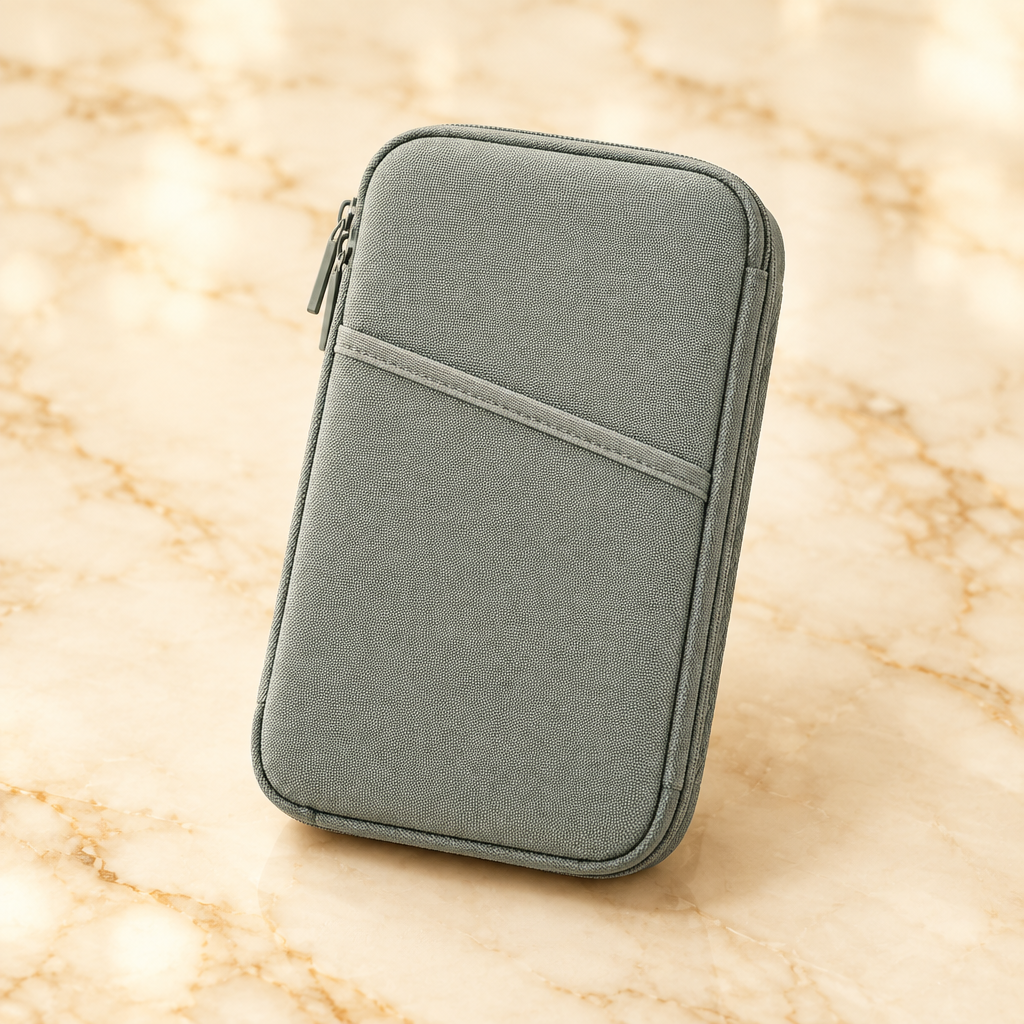 Travel Passport Wallet | 12-Cell Zipper Organizer | Water-Repellent | Card, ID & Phone Holder