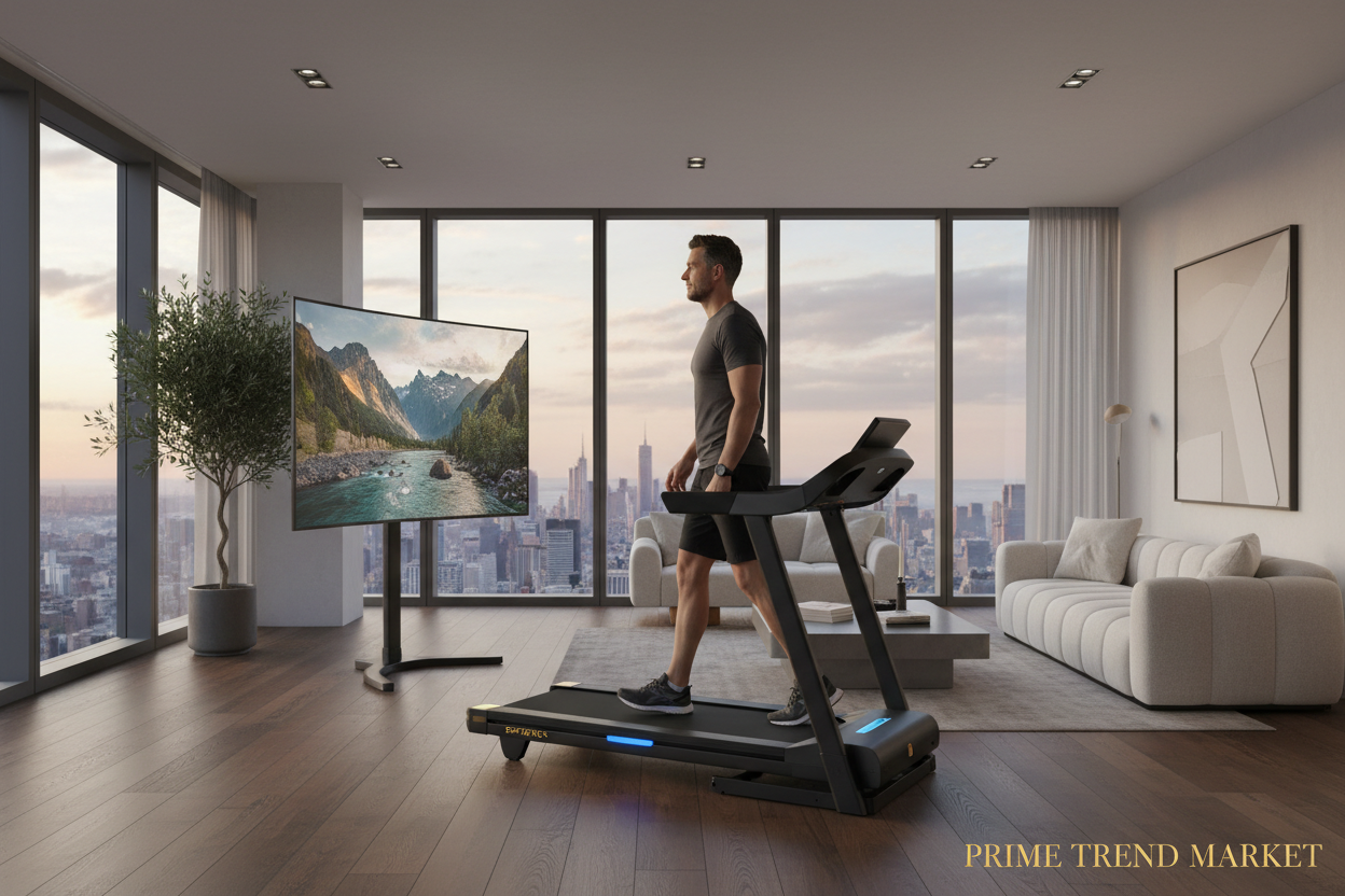 Folding Treadmill for Home | 2.5HP Quiet Motor | 300LB Capacity | Heart Rate | Incline | Bluetooth Speaker — Prime Trend Market