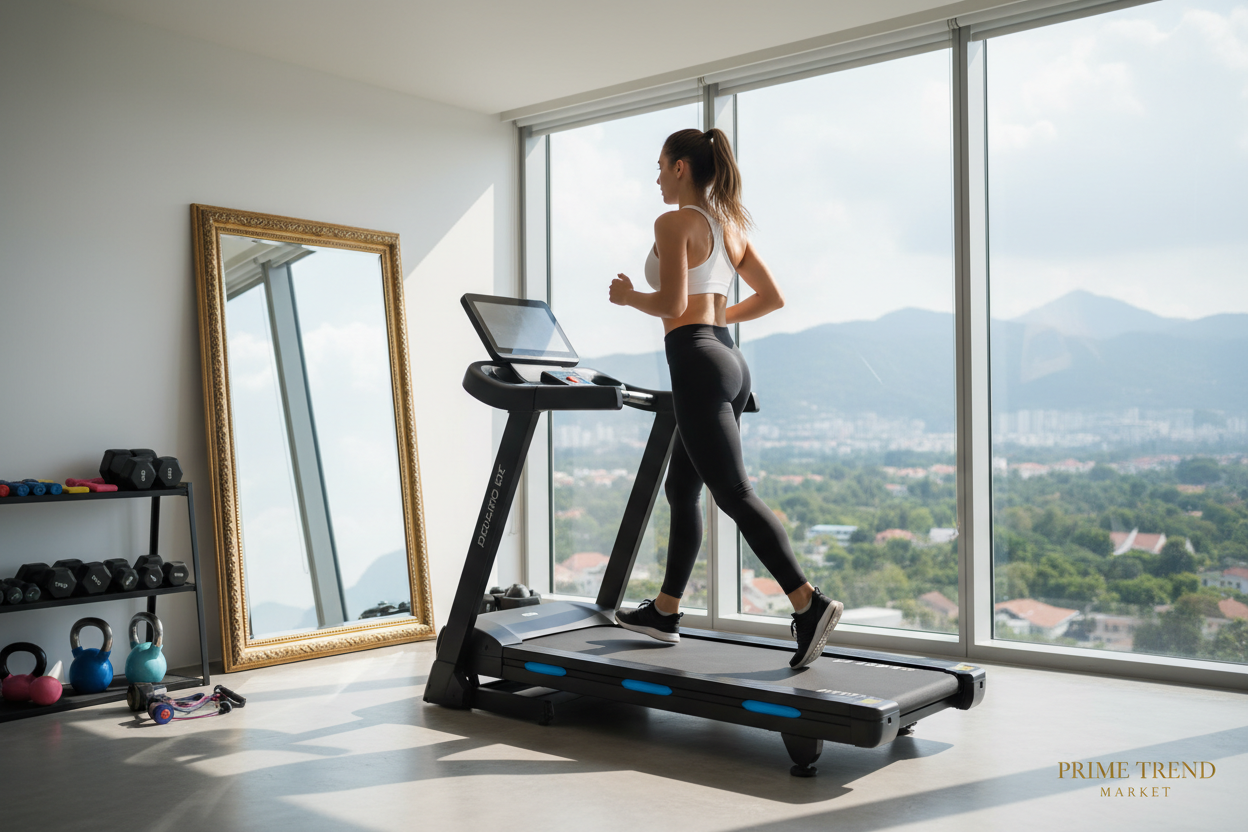 Folding Treadmill for Home | 2.5HP Quiet Motor | 300LB Capacity | Heart Rate | Incline | Bluetooth Speaker — Prime Trend Market